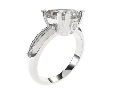 Lüks kadın yüzüğü beyaz arka planda izole edilmiş, 3D görüntüleme - illüstrasyon