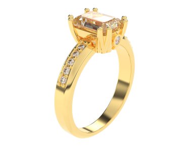 Lüks kadın yüzüğü beyaz arka planda izole edilmiş, 3D görüntüleme - illüstrasyon