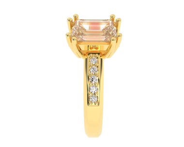 Lüks kadın yüzüğü beyaz arka planda izole edilmiş, 3D görüntüleme - illüstrasyon