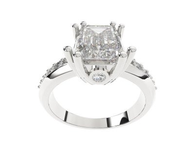 Lüks kadın yüzüğü beyaz arka planda izole edilmiş, 3D görüntüleme - illüstrasyon