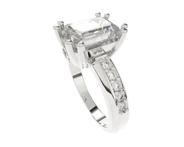 Lüks kadın yüzüğü beyaz arka planda izole edilmiş, 3D görüntüleme - illüstrasyon