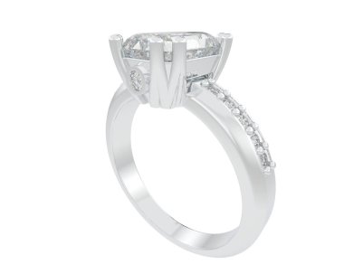 Lüks kadın yüzüğü beyaz arka planda izole edilmiş, 3D görüntüleme - illüstrasyon