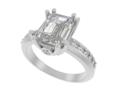 Lüks kadın yüzüğü beyaz arka planda izole edilmiş, 3D görüntüleme - illüstrasyon