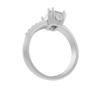 Lüks kadın yüzüğü beyaz arka planda izole edilmiş, 3D görüntüleme - illüstrasyon