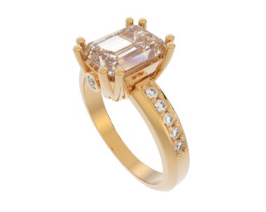 Lüks kadın yüzüğü beyaz arka planda izole edilmiş, 3D görüntüleme - illüstrasyon