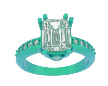 Lüks kadın yüzüğü beyaz arka planda izole edilmiş, 3D görüntüleme - illüstrasyon