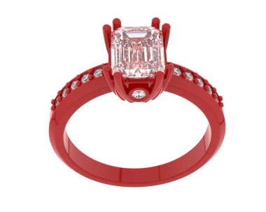 Lüks kadın yüzüğü beyaz arka planda izole edilmiş, 3D görüntüleme - illüstrasyon