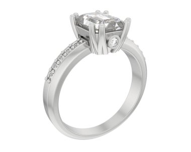 Lüks kadın yüzüğü beyaz arka planda izole edilmiş, 3D görüntüleme - illüstrasyon