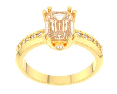 Lüks kadın yüzüğü beyaz arka planda izole edilmiş, 3D görüntüleme - illüstrasyon