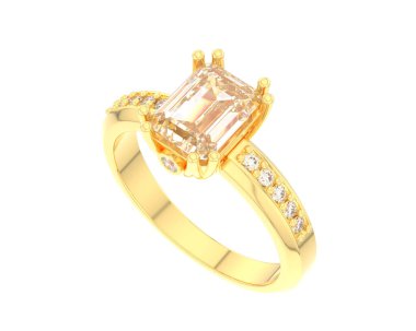 Lüks kadın yüzüğü beyaz arka planda izole edilmiş, 3D görüntüleme - illüstrasyon