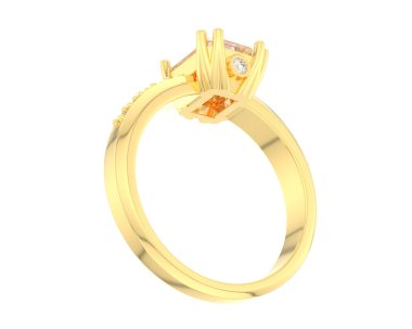 Lüks kadın yüzüğü beyaz arka planda izole edilmiş, 3D görüntüleme - illüstrasyon