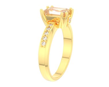 Lüks kadın yüzüğü beyaz arka planda izole edilmiş, 3D görüntüleme - illüstrasyon