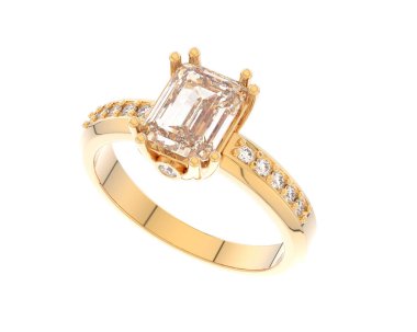 Lüks kadın yüzüğü beyaz arka planda izole edilmiş, 3D görüntüleme - illüstrasyon