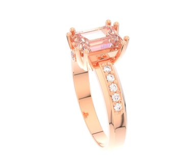 Lüks kadın yüzüğü beyaz arka planda izole edilmiş, 3D görüntüleme - illüstrasyon