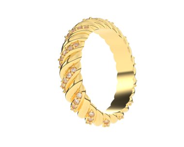 Lüks kadın yüzüğü beyaz arka planda izole edilmiş, 3D görüntüleme - illüstrasyon