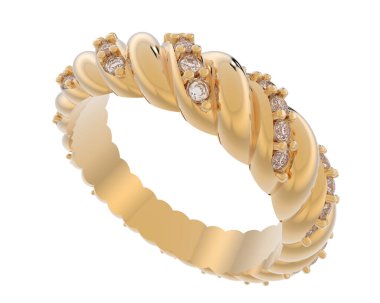 Lüks kadın yüzüğü beyaz arka planda izole edilmiş, 3D görüntüleme - illüstrasyon