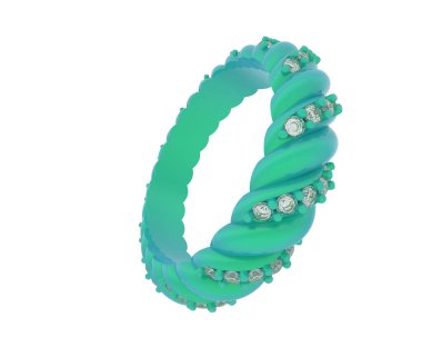 Lüks kadın yüzüğü beyaz arka planda izole edilmiş, 3D görüntüleme - illüstrasyon