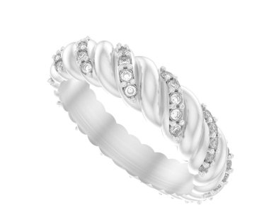 Lüks kadın yüzüğü beyaz arka planda izole edilmiş, 3D görüntüleme - illüstrasyon