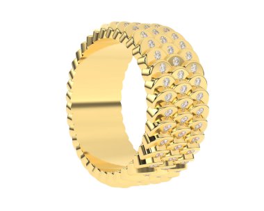 Lüks kadın yüzüğü beyaz arka planda izole edilmiş, 3D görüntüleme - illüstrasyon