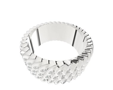 Lüks kadın yüzüğü beyaz arka planda izole edilmiş, 3D görüntüleme - illüstrasyon