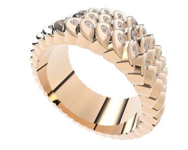 Lüks kadın yüzüğü beyaz arka planda izole edilmiş, 3D görüntüleme - illüstrasyon