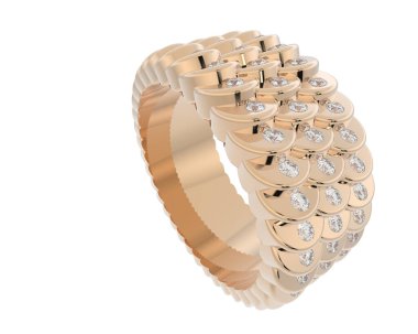 Lüks kadın yüzüğü beyaz arka planda izole edilmiş, 3D görüntüleme - illüstrasyon