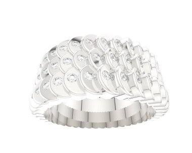 Lüks kadın yüzüğü beyaz arka planda izole edilmiş, 3D görüntüleme - illüstrasyon