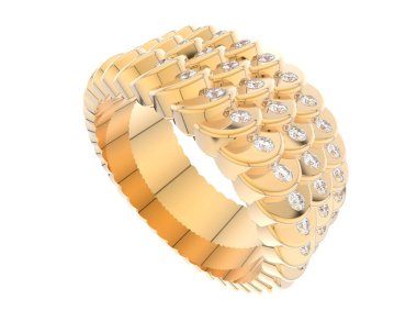 Lüks kadın yüzüğü beyaz arka planda izole edilmiş, 3D görüntüleme - illüstrasyon