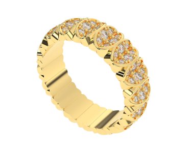 Lüks kadın yüzüğü beyaz arka planda izole edilmiş, 3D görüntüleme - illüstrasyon