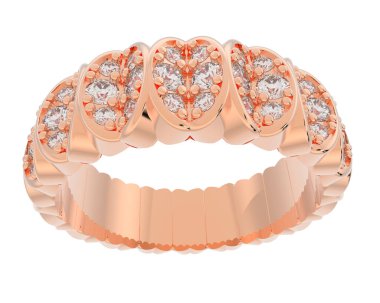 Lüks kadın yüzüğü beyaz arka planda izole edilmiş, 3D görüntüleme - illüstrasyon