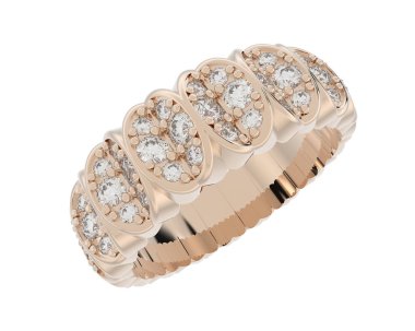 Lüks kadın yüzüğü beyaz arka planda izole edilmiş, 3D görüntüleme - illüstrasyon