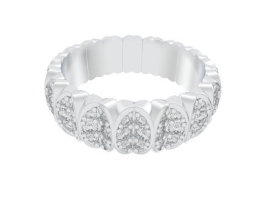 Lüks kadın yüzüğü beyaz arka planda izole edilmiş, 3D görüntüleme - illüstrasyon