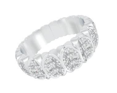 Lüks kadın yüzüğü beyaz arka planda izole edilmiş, 3D görüntüleme - illüstrasyon