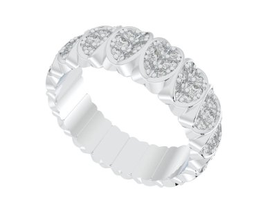 Lüks kadın yüzüğü beyaz arka planda izole edilmiş, 3D görüntüleme - illüstrasyon