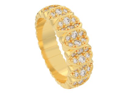 Lüks kadın yüzüğü beyaz arka planda izole edilmiş, 3D görüntüleme - illüstrasyon