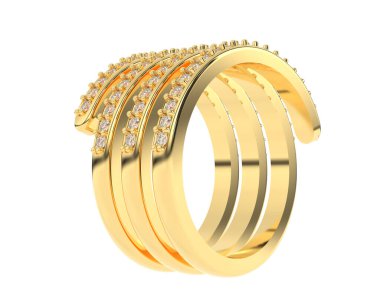 Lüks kadın yüzüğü beyaz arka planda izole edilmiş, 3D görüntüleme - illüstrasyon