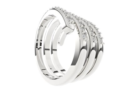 Lüks kadın yüzüğü beyaz arka planda izole edilmiş, 3D görüntüleme - illüstrasyon