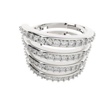 Lüks kadın yüzüğü beyaz arka planda izole edilmiş, 3D görüntüleme - illüstrasyon