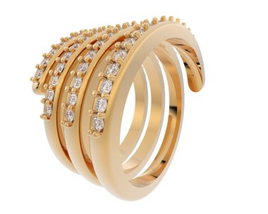 Lüks kadın yüzüğü beyaz arka planda izole edilmiş, 3D görüntüleme - illüstrasyon