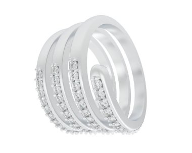 Lüks kadın yüzüğü beyaz arka planda izole edilmiş, 3D görüntüleme - illüstrasyon