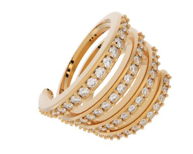 Lüks kadın yüzüğü beyaz arka planda izole edilmiş, 3D görüntüleme - illüstrasyon