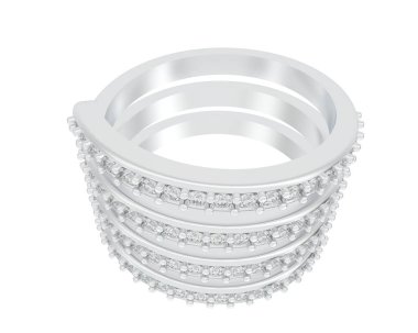 Lüks kadın yüzüğü beyaz arka planda izole edilmiş, 3D görüntüleme - illüstrasyon