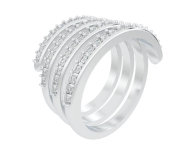 Lüks kadın yüzüğü beyaz arka planda izole edilmiş, 3D görüntüleme - illüstrasyon