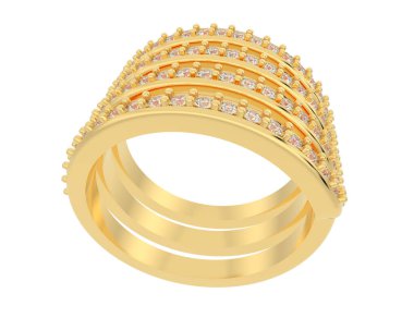 Lüks kadın yüzüğü beyaz arka planda izole edilmiş, 3D görüntüleme - illüstrasyon