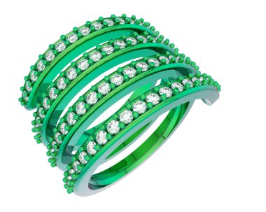 Lüks kadın yüzüğü beyaz arka planda izole edilmiş, 3D görüntüleme - illüstrasyon