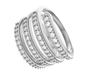 Lüks kadın yüzüğü beyaz arka planda izole edilmiş, 3D görüntüleme - illüstrasyon