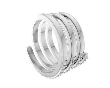 Lüks kadın yüzüğü beyaz arka planda izole edilmiş, 3D görüntüleme - illüstrasyon