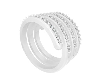 Lüks kadın yüzüğü beyaz arka planda izole edilmiş, 3D görüntüleme - illüstrasyon