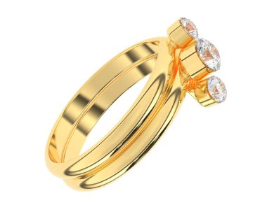 Lüks kadın yüzüğü beyaz arka planda izole edilmiş, 3D görüntüleme - illüstrasyon