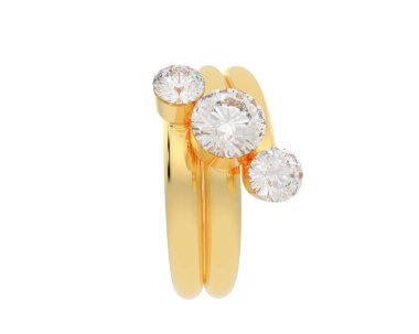 Lüks kadın yüzüğü beyaz arka planda izole edilmiş, 3D görüntüleme - illüstrasyon